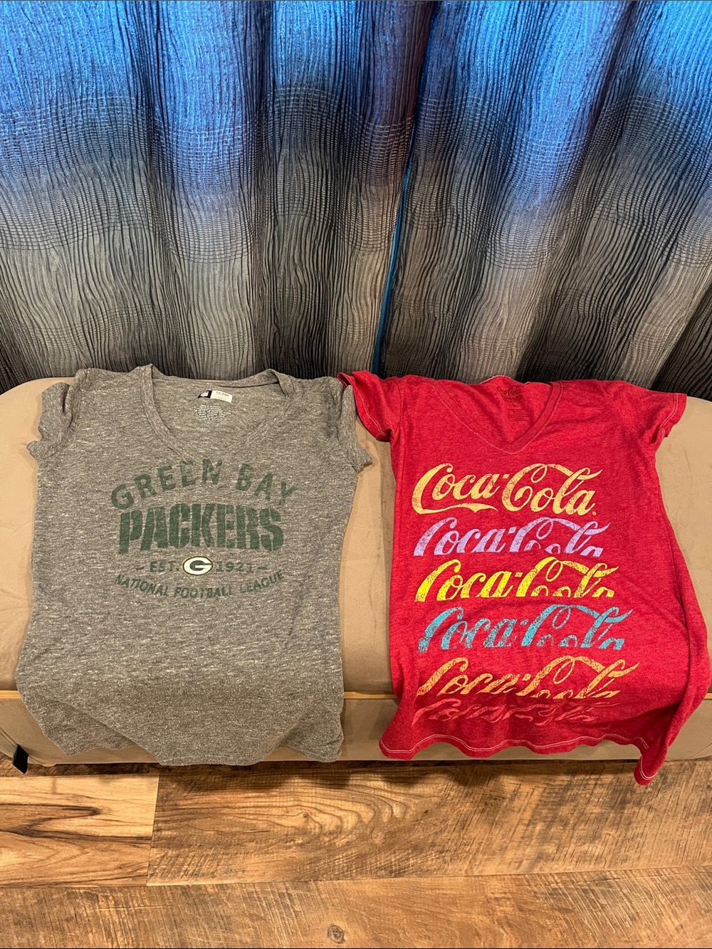NFL Green Bay Packers Gray Tee size M & Red Coca-Cola Script Tee size S